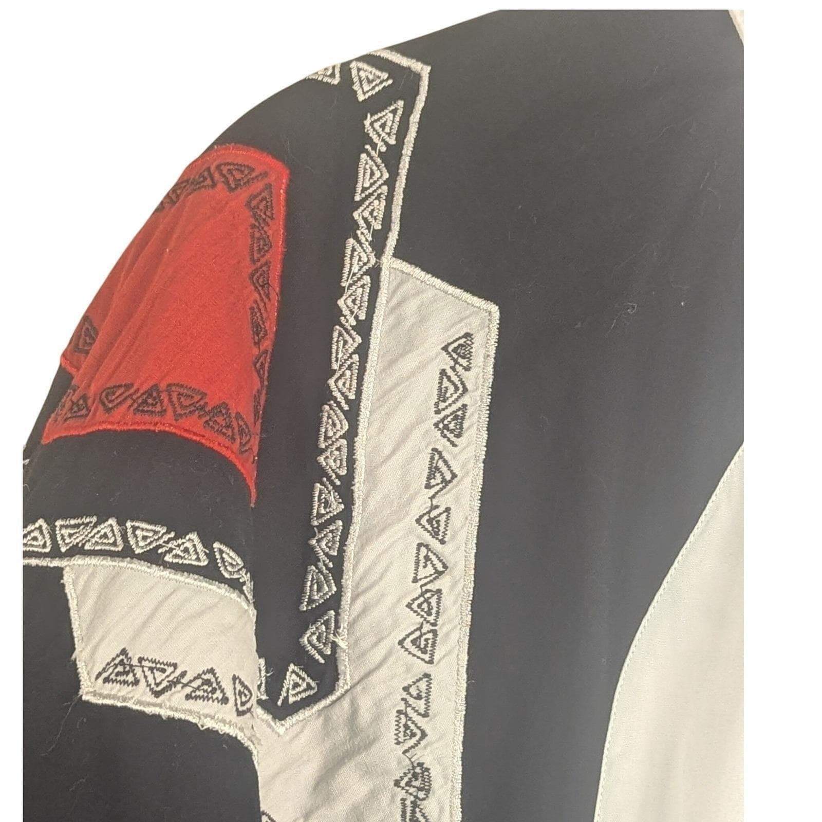 L VTG I Love Cowboys Out West Fringe Western Shirt White Black Red Embroidered