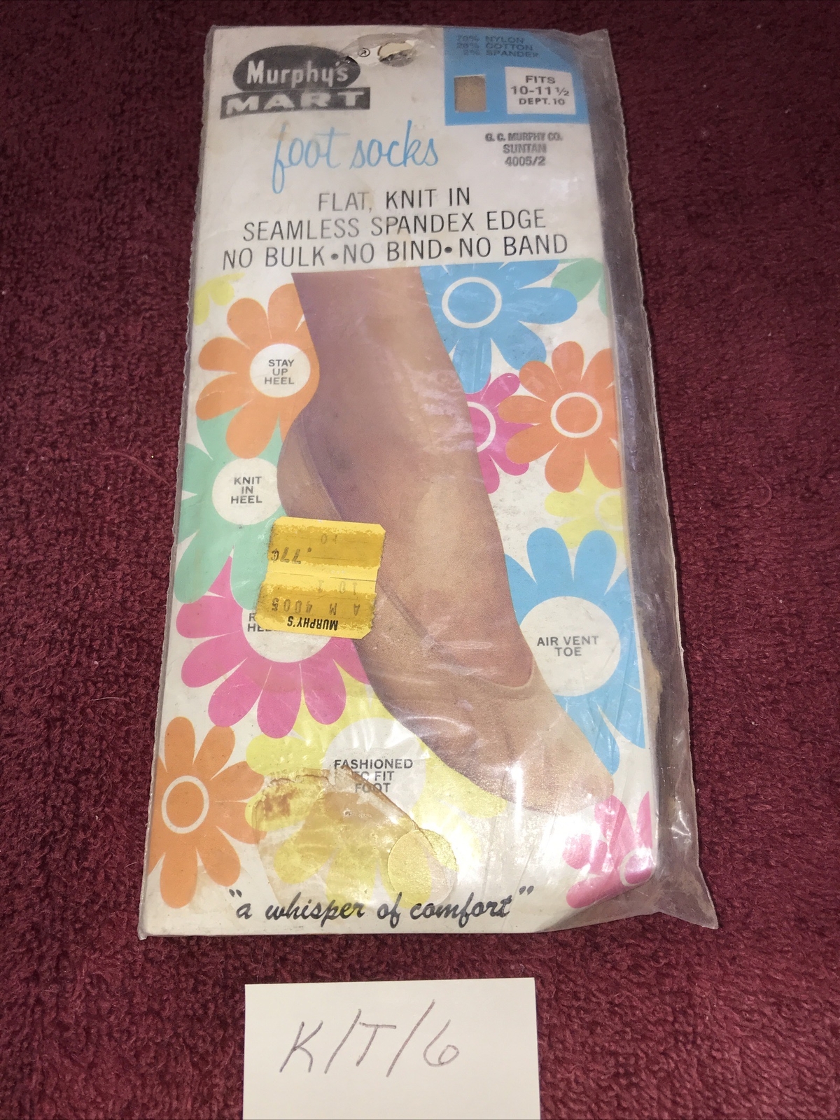 Murphy’s BOOT-TIQUES Low Cut Nylon Socks 1960’s NRFP Retro Artwork Size 10-11.5
