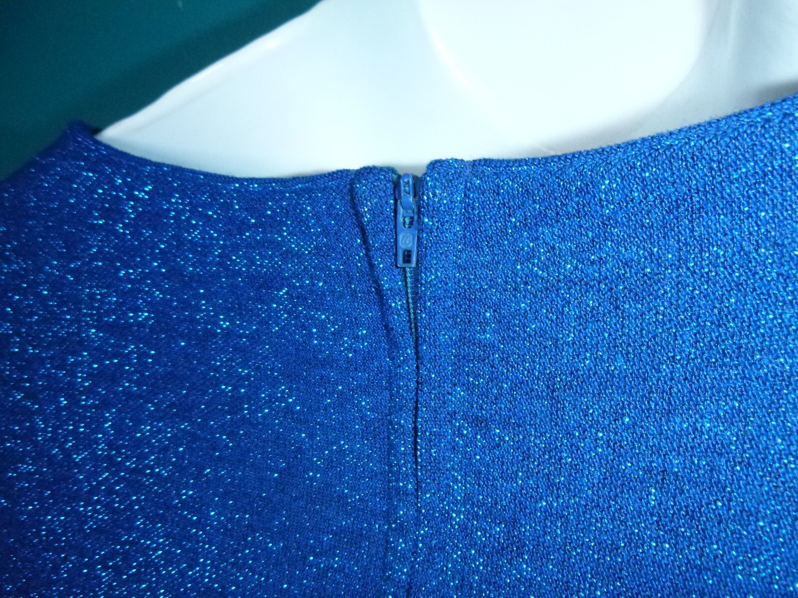 Vtg 60s Dutchmaid Top & Skirt Set Blue Aqua Metallic Sparkle Sz S/M