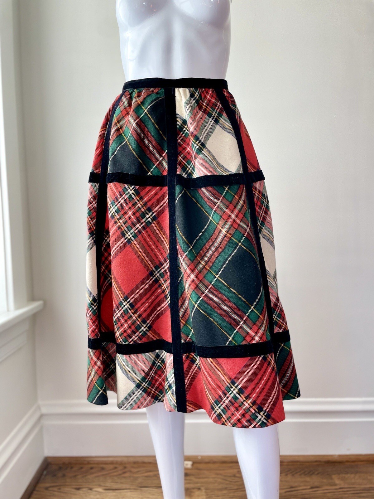 Vintage S 50s 60s Holiday Christmas Tartan Full Plaid Skirt Bill Atkinson EUC