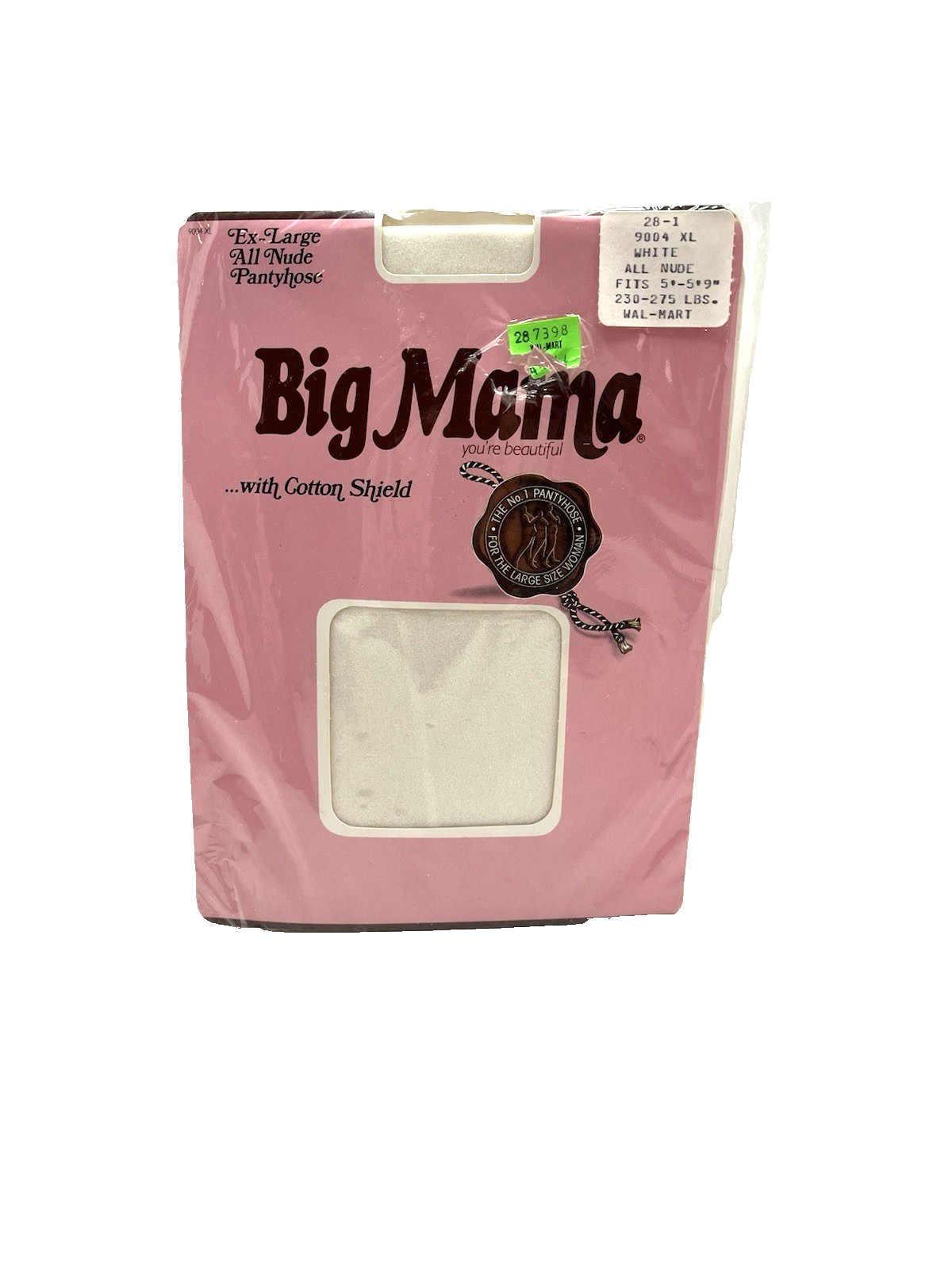 Big Mama EX-Large 9004 Pantyhose White w/Cotton Shield Fits 5′-5’9″~230-275 LBS.