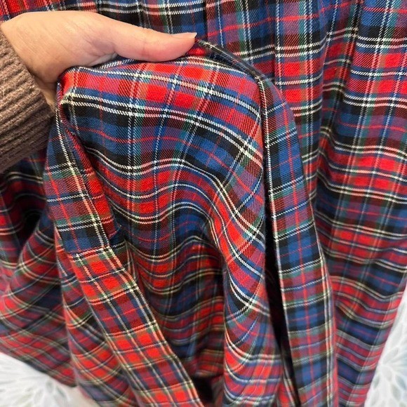 Vintage Alexandra Lee Denim & Plaid Prairie Dress Cottagecore Midi USA Size 6