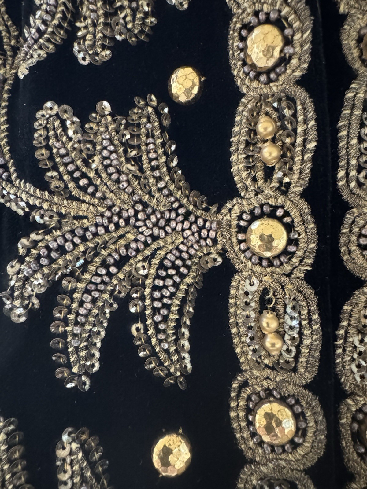 Vintage Neiman Marcus Black Velvet Hand Beaded Sequin Evening Jacket M