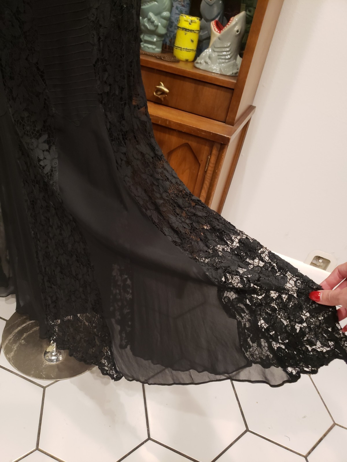Vintage 1930s Spider Web Lace Silk Chiffon Three Piece Jacket Dress Set Sm