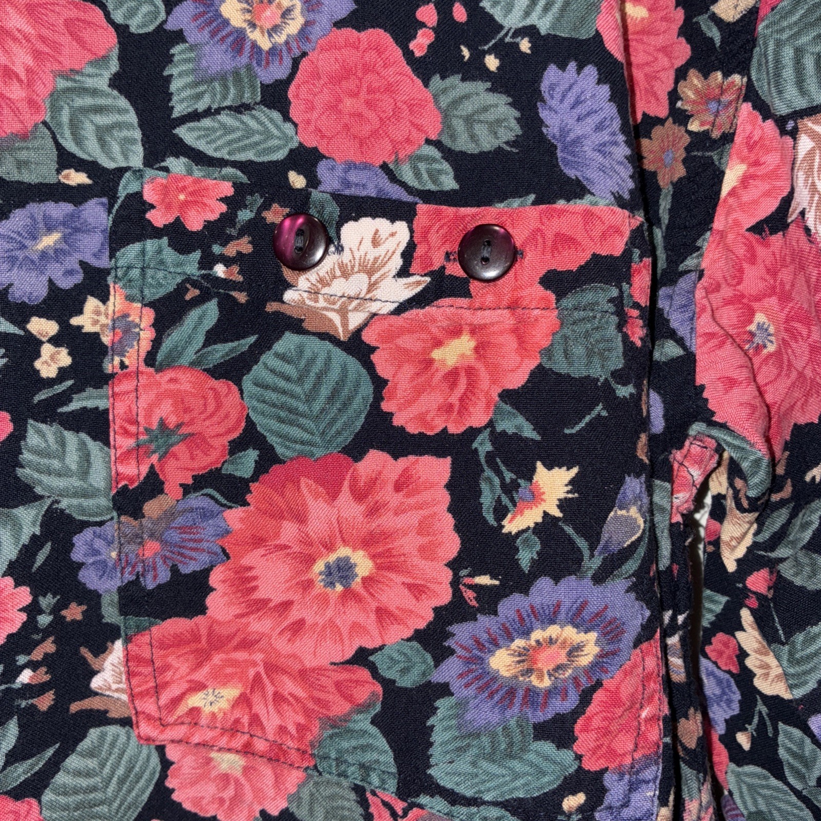 Vintage Paris Sport Club Shirt Women’s Size Small Floral Print Button Up LS 90’s