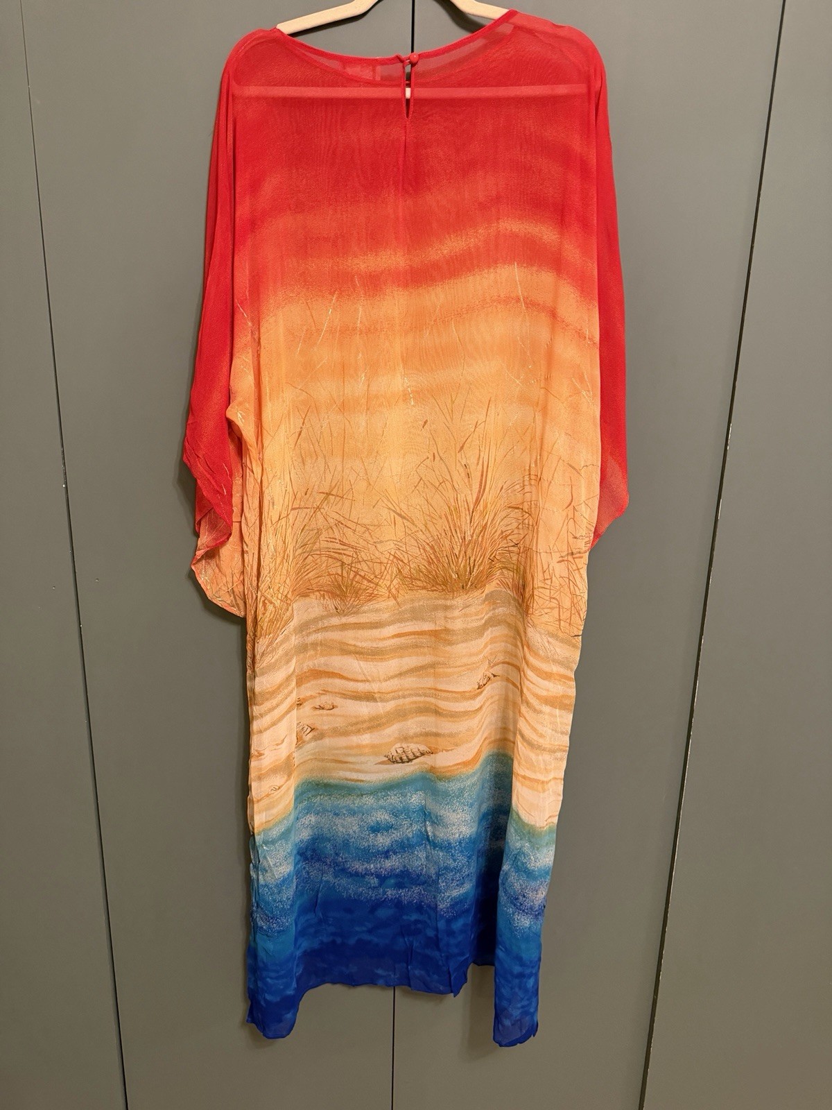 Vintage 80s Gottex hand painted caftan dress size S