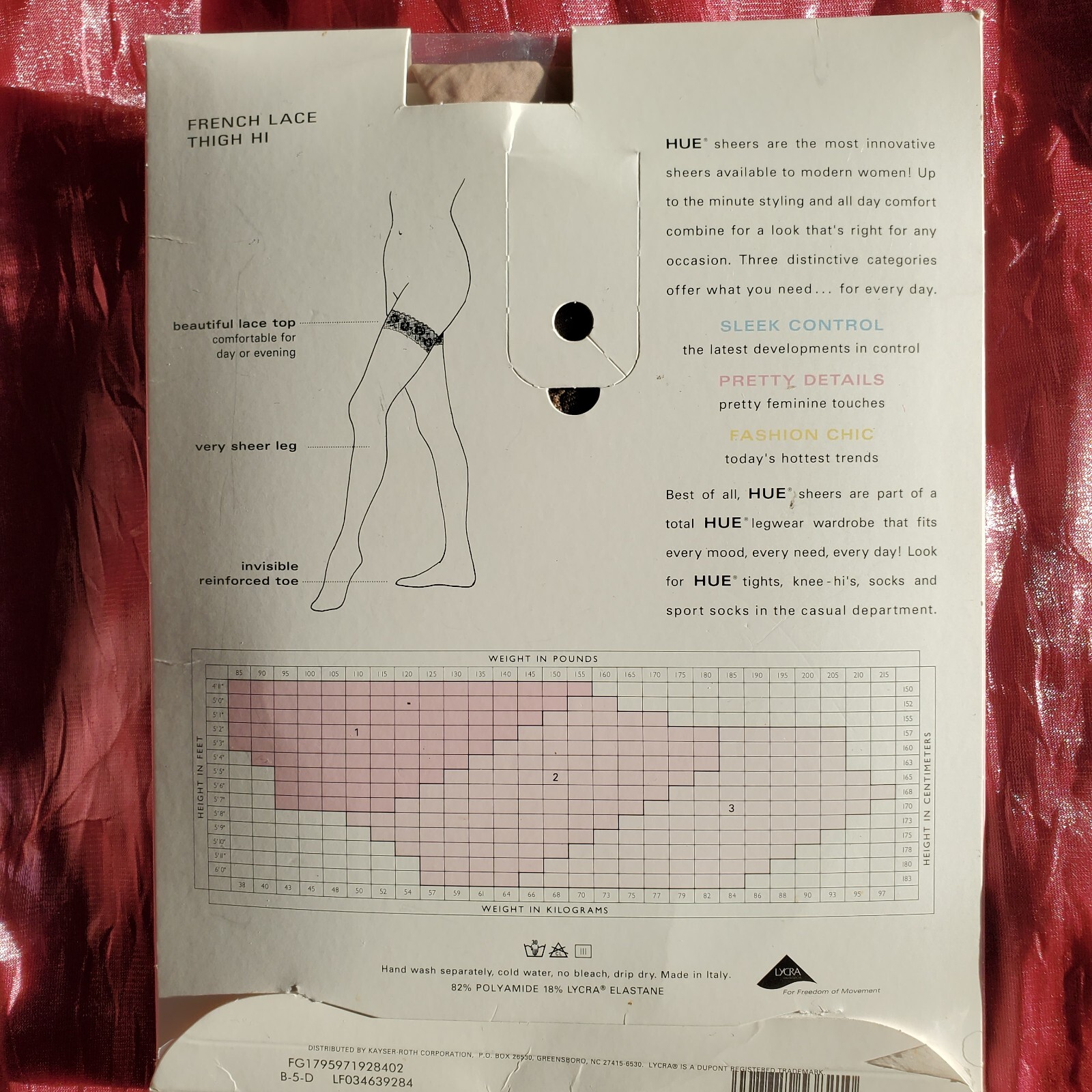 HUE French Lace Very Sheer Thigh Highs Stockings Size 2 Color Natural