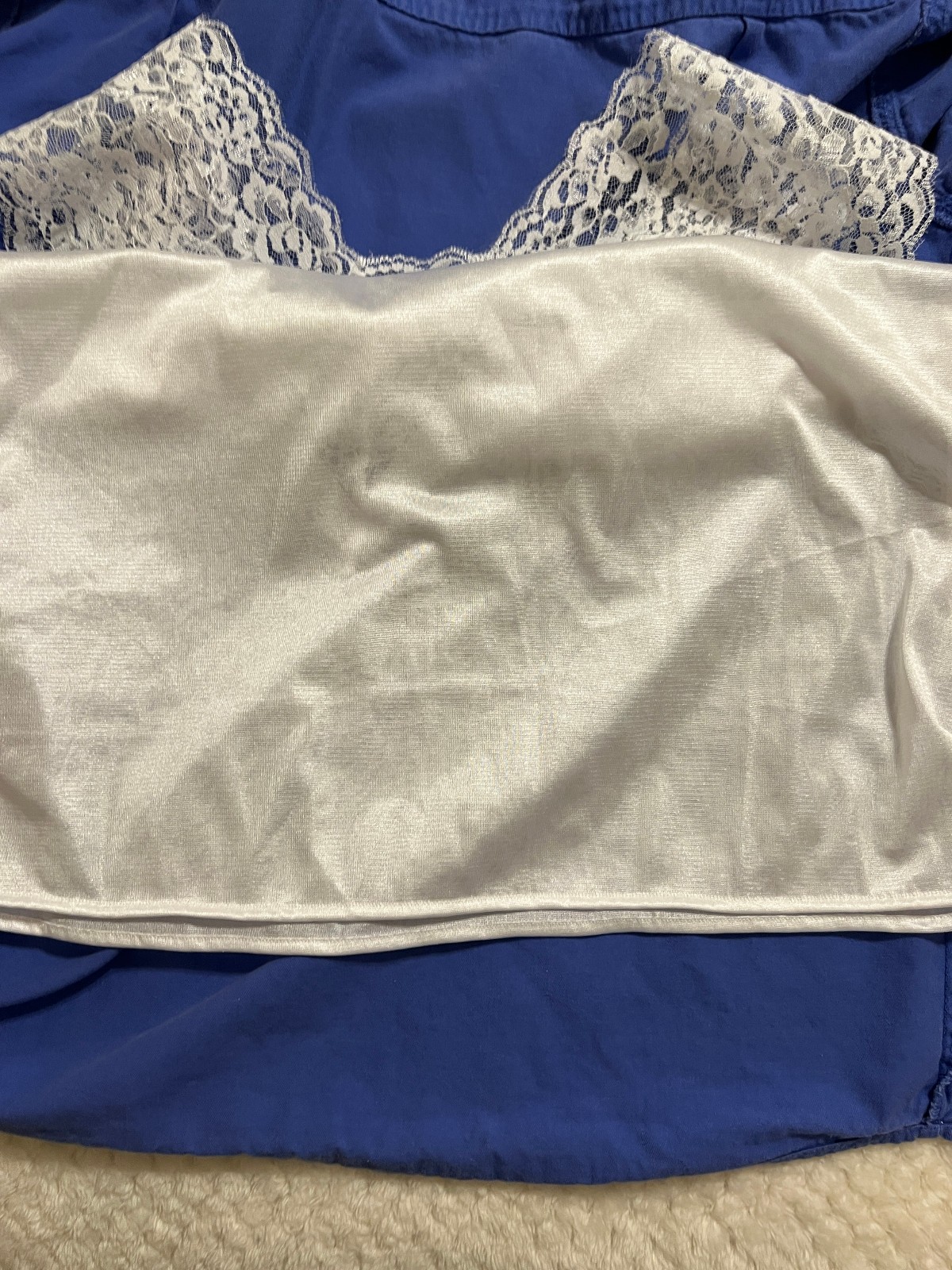 Collections Etc Wide White Lace Cami large Polyester #87077 EUC