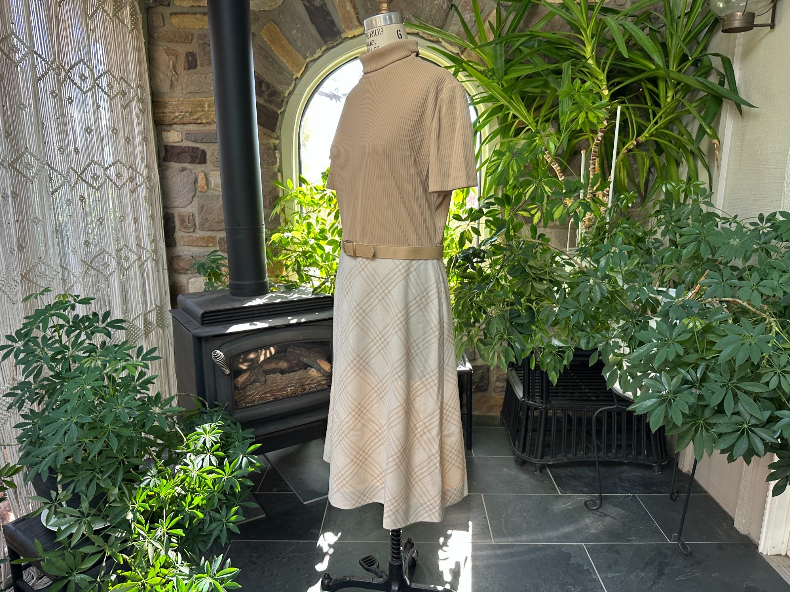 Vintage 1970s Ivory and Beige Dress with Jacket Kay Windsor The Look You Love