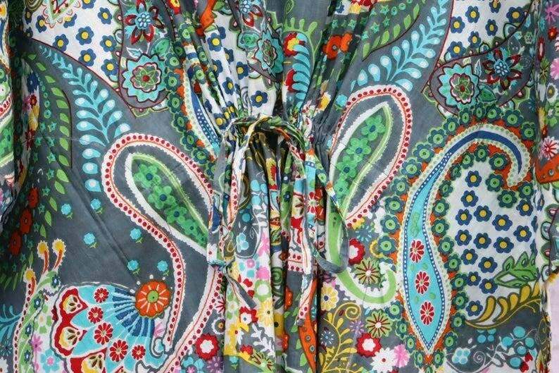 Indian Cotton Kaftan, Indian Floral Kaftan Long Caftan, Beach Cover up Sleepwear