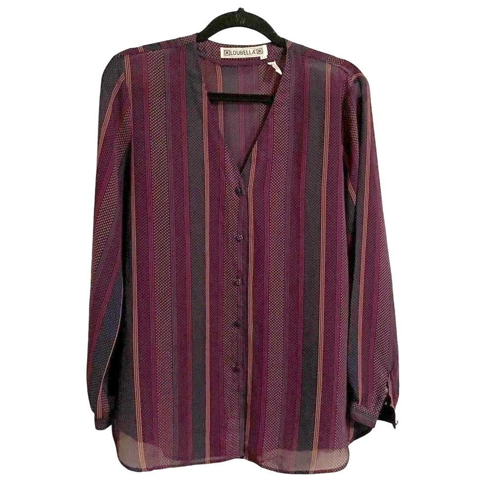 LOUBELLA Sheer Button Down Blouse SIZE 12 PURPLE