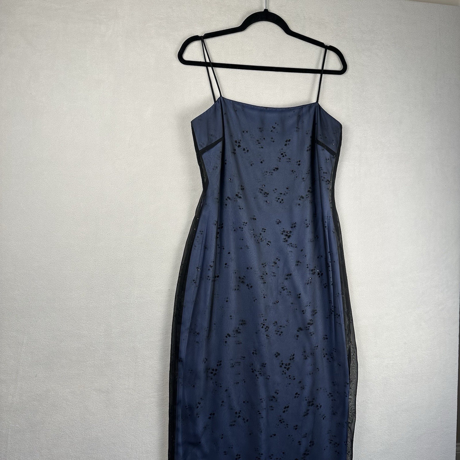 Vtg Arianna By Rachel Kaye Mesh Overlay Dress Sz 10 Blue Blk Sparkle Whimsygoth