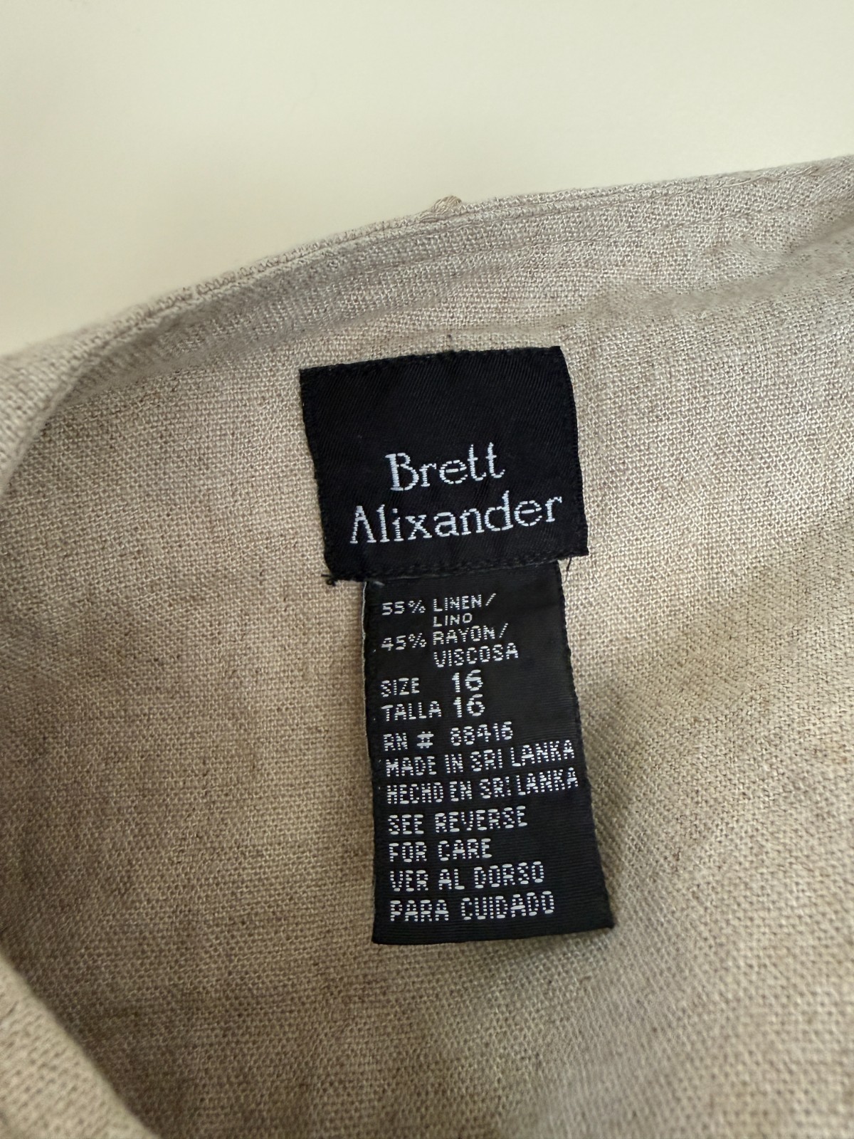 Vintage Brett Alixander Button Down Linen Dress sz 16