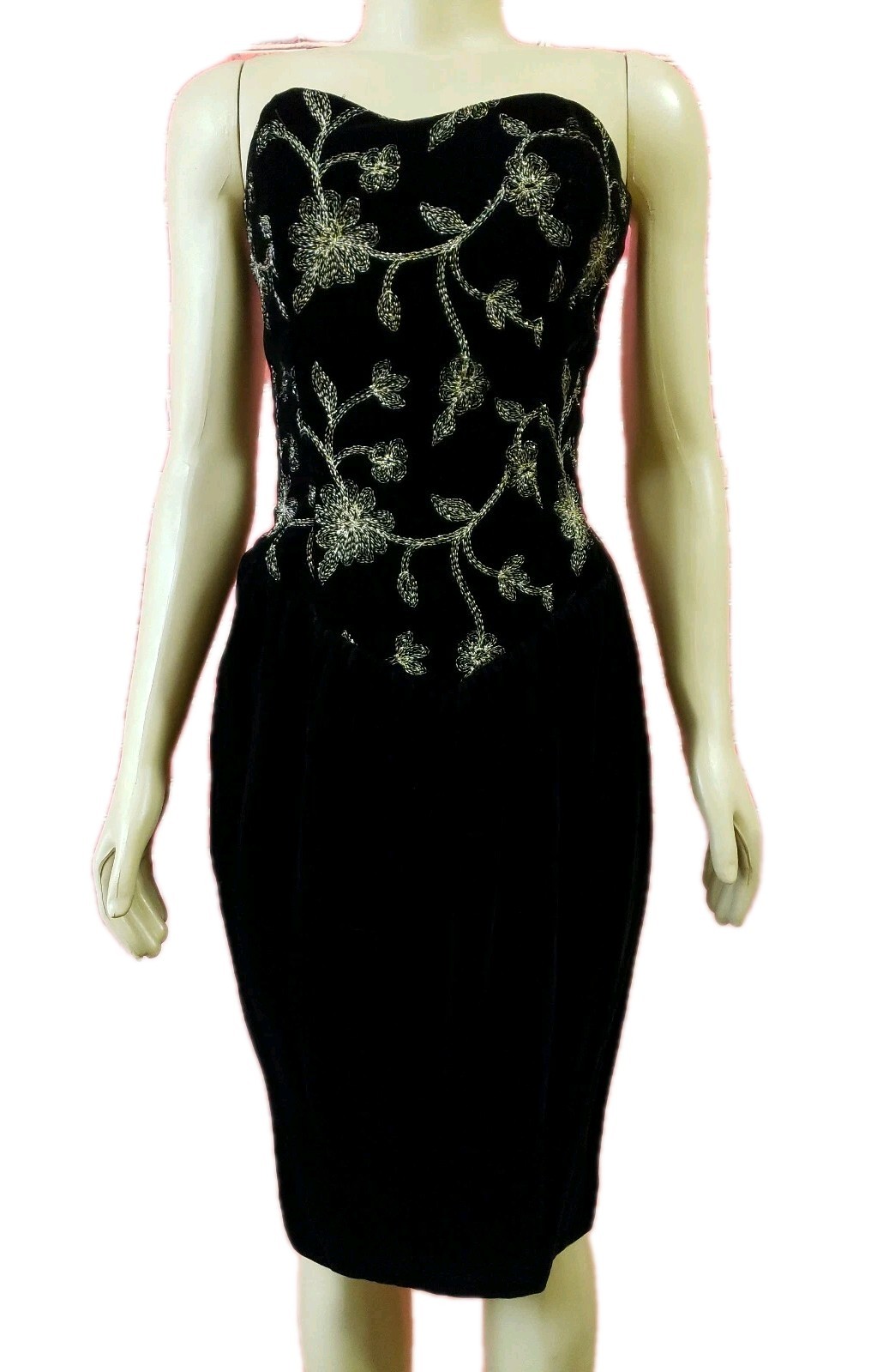 Positively Ellyn | Union Made Vintage Velvet Black Strapless Women’s Dress 7/8
