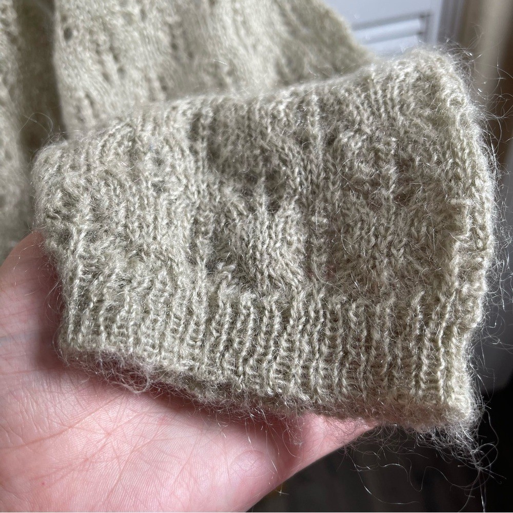 Jones & Co Vintage Mohair Blend Sweater Beige Fuzzy Knit 80s 90s Size L.