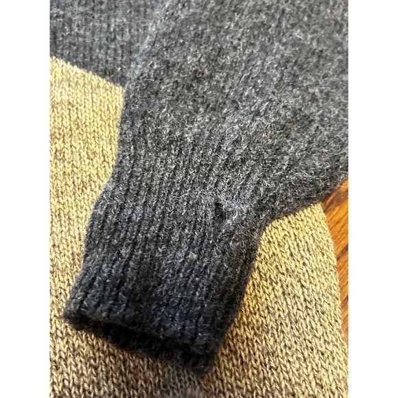 Vintage 20 Ans by Mariea Kim Lion Intarsia Wool Blend Sweater Gray Tan Women’s M