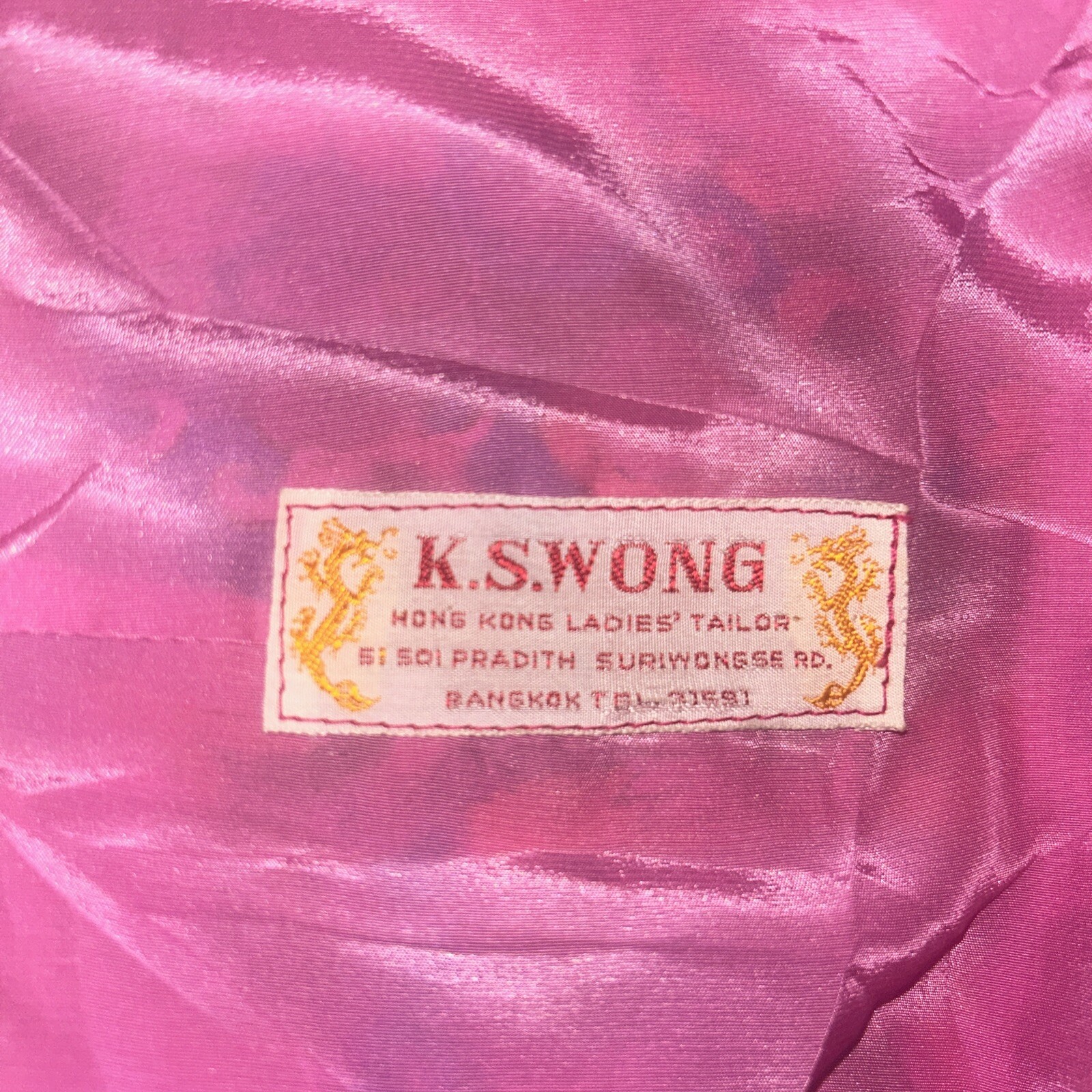 Vintage 60’s Thai 100% Silk Pink Floral Dress Bangkok K.S. Wong