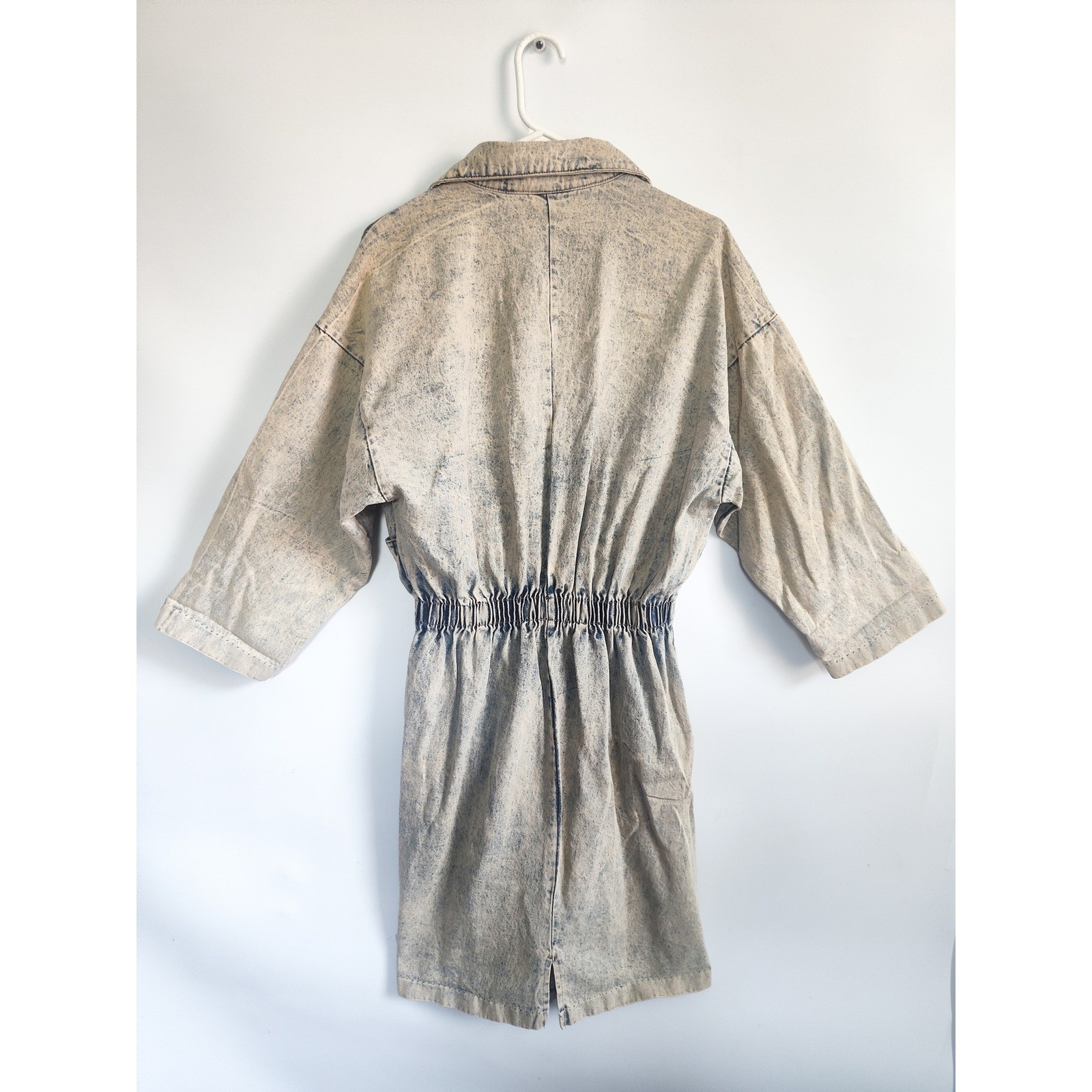 Vintage Denim Dress Large Blue Acid Wash Stonewash 80s Utility Indie Retro Boho