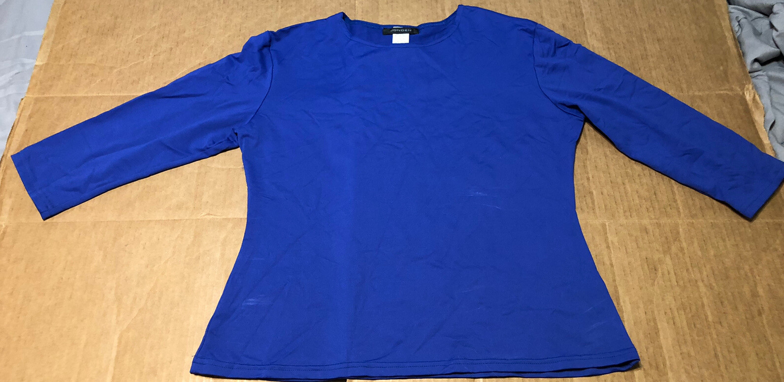 Vintage JONDEN Womens 3/4 Sleeve Top – Blue – Nylon Blend – USA – Size XL