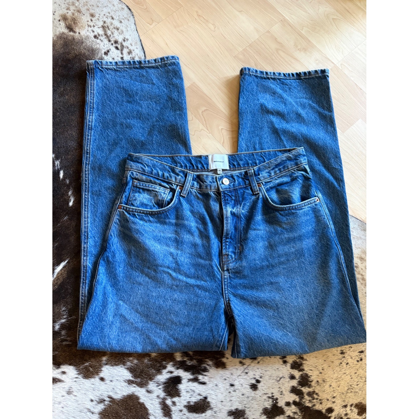 Reformation Val 90s Mid Rise Straight Jeans In Pelican Size 30