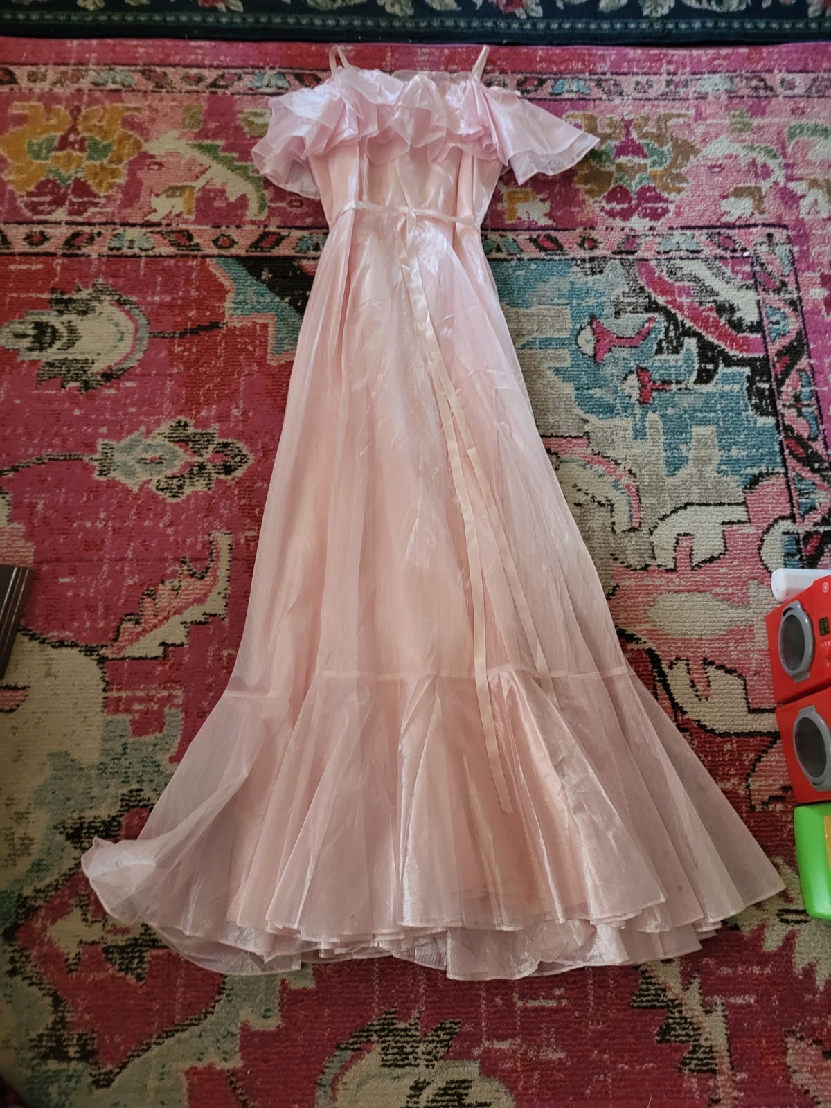 Vintage womens juniors prom dress pink Union Made JcPenney 11 12 long girly chic