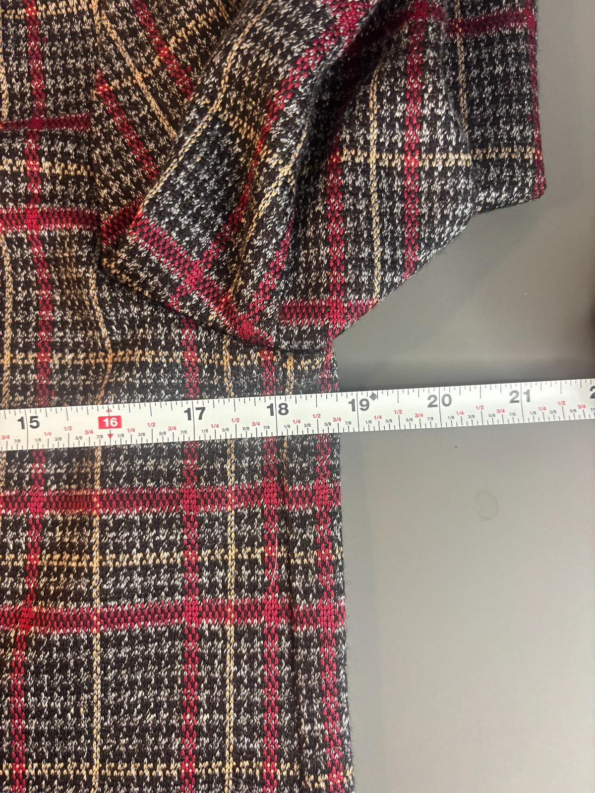 VTG 80s Cape Cod Match Mates Plaid Tweed Jacket Blazer Collarless Red Black M US