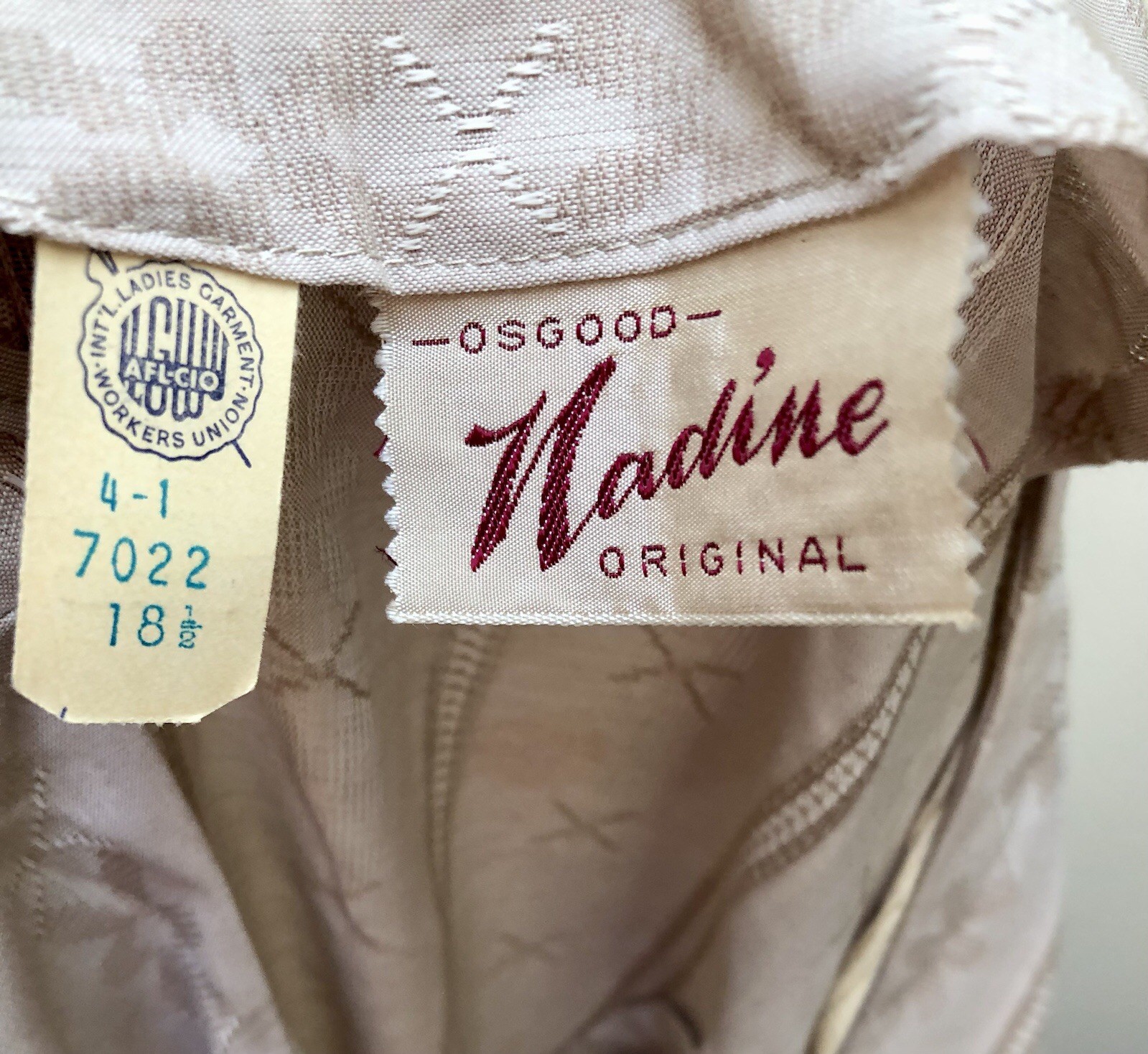 VTG 1950s DEADSTOCK wo/Tags Taupe JACQUARD SHIRTWAIST DRESS „Nadine Original”