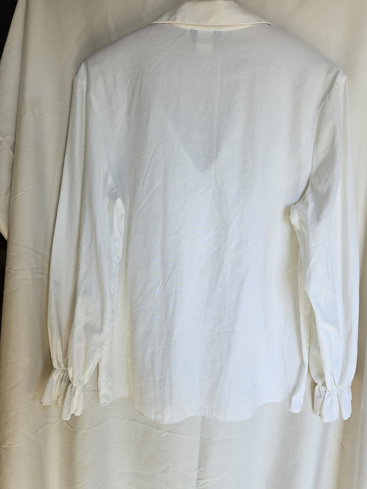 Vintage Womens White Romantic Ruffle Light Academia Blouse Sz M Lucky Winner