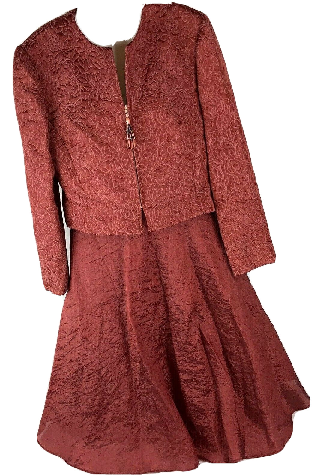 Vintage URSULA OF SWITZERLAND Brocade Jacket Skirt Set 8 embroidered USA Retro