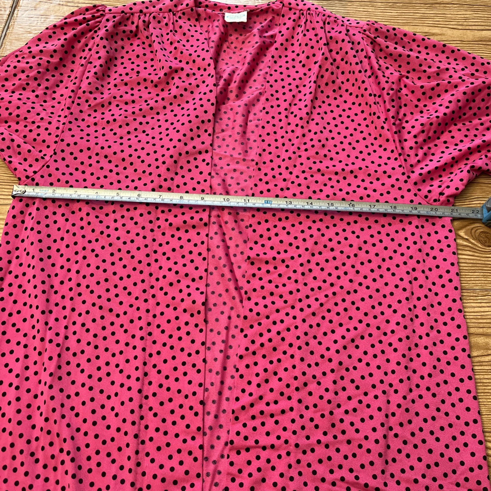 VTG Gottex Women’s Small Cover Up Open Front Kimono Topper Pink Black Polka Dot