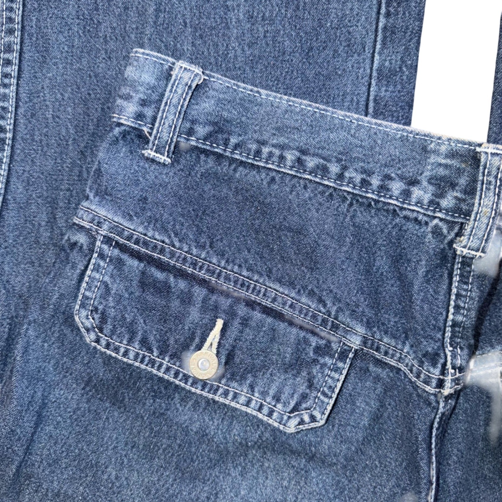 Vintage One Way Arrival Denim Wide Leg Utility Jeans Medium Wash Blue Cotton 176