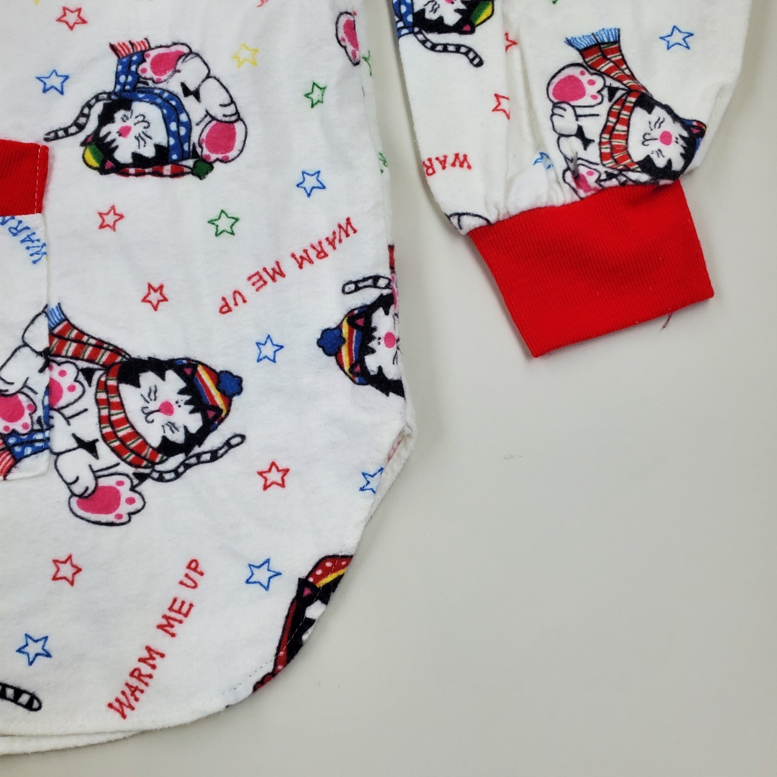 Vtg 80s Jennifer Dale Red Kitty Cats Cotton Pajama Top Sz XL ILGWU Made In USA
