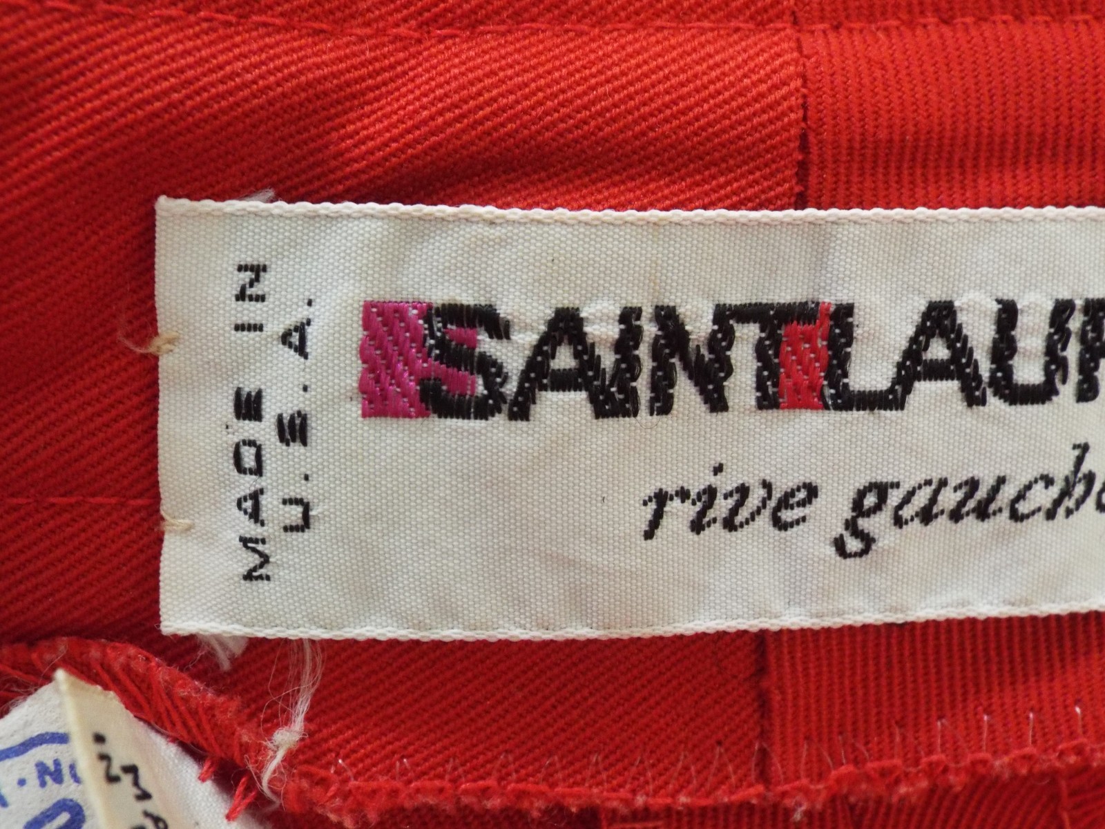 VTG 1970 Yves Saint Laurent Rive Gauche Red Wool Pants YSL Wide Leg Trousers USA