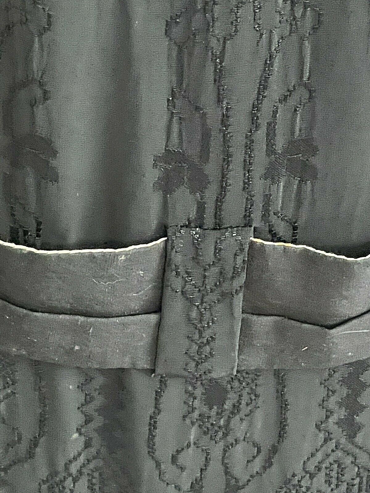 Black Textured Jacquard Vintage Flapper Dress M (probably rayon)