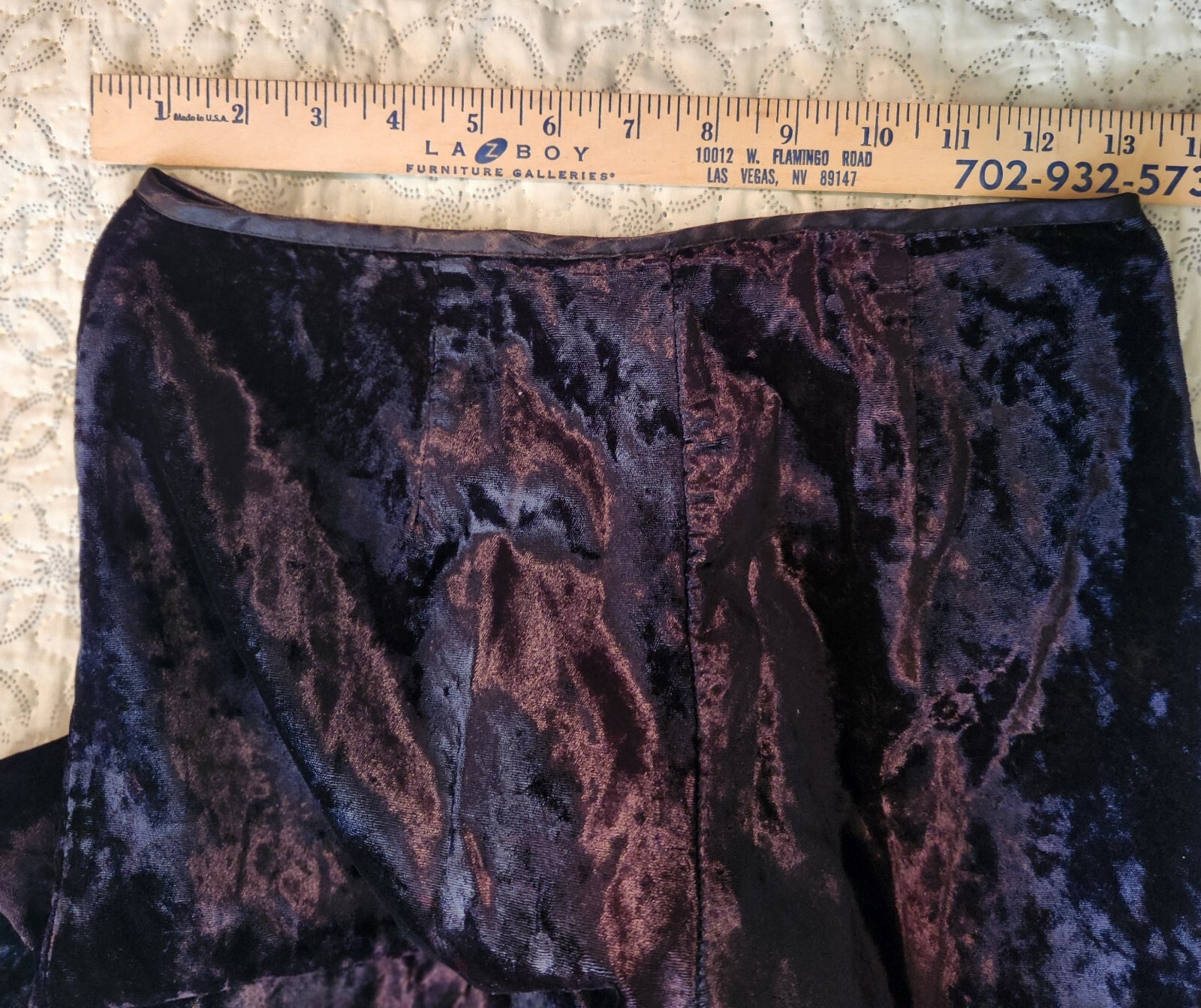 Born in America Black Velour Vintage Womens High Waist Wide Leg SZ 7/8 USA Made