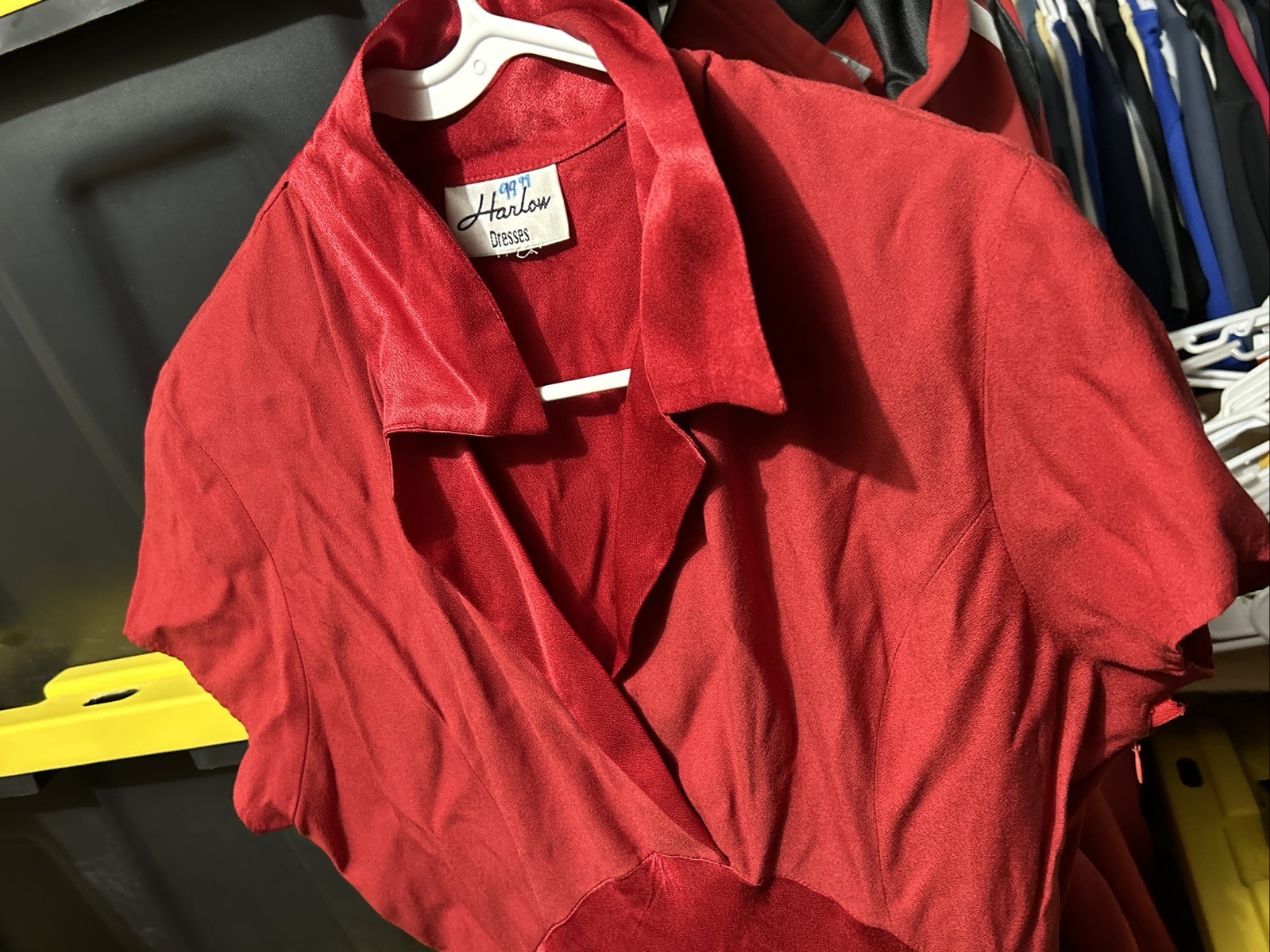 House Of Harlow Vintage Dress 1960’s Red Long Women’s Padded Shoulders USA…