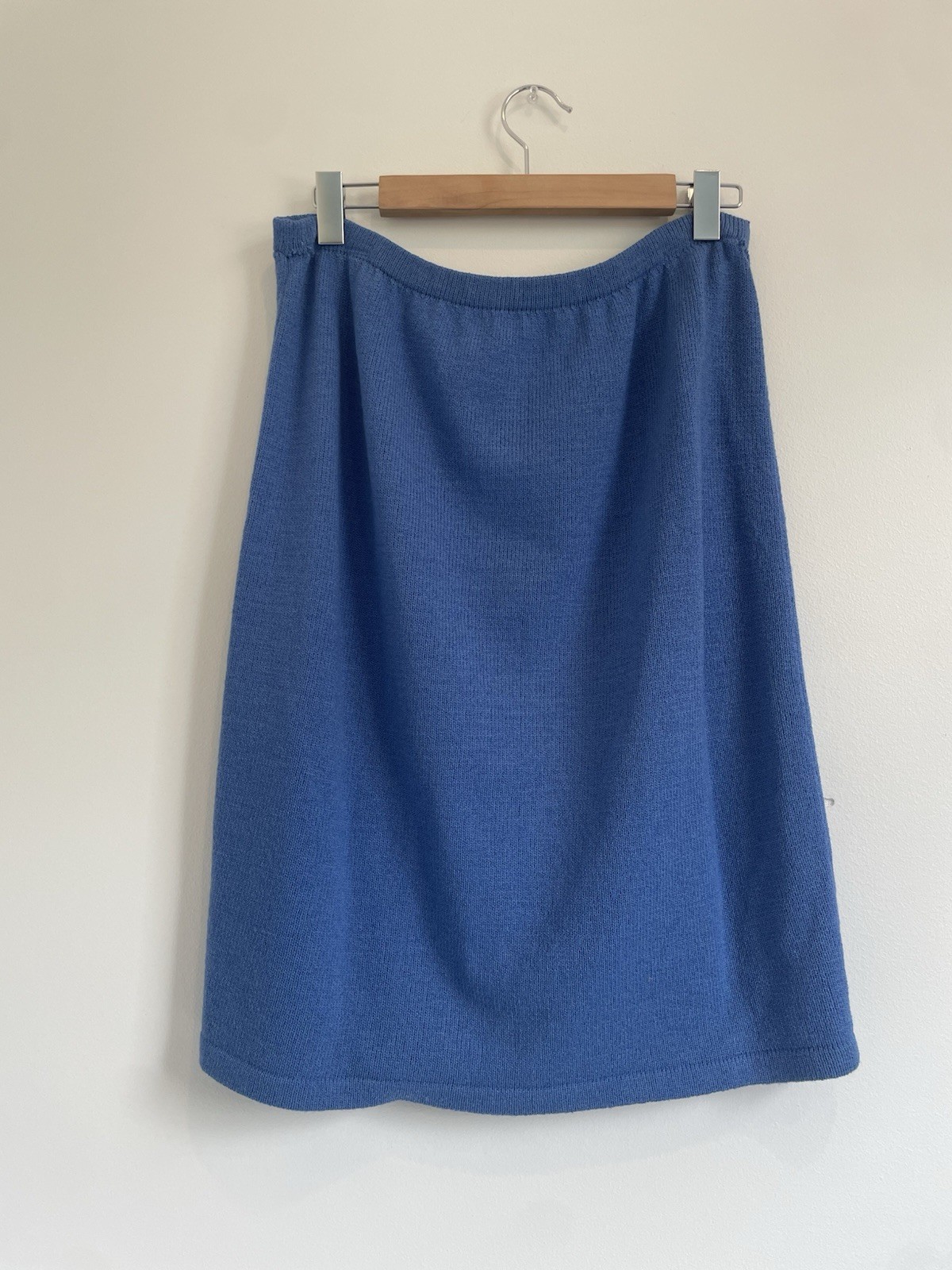 Vintage 1980s Dunollie Looms Knit Sweater Skirt Set Blue Size 12 Classic
