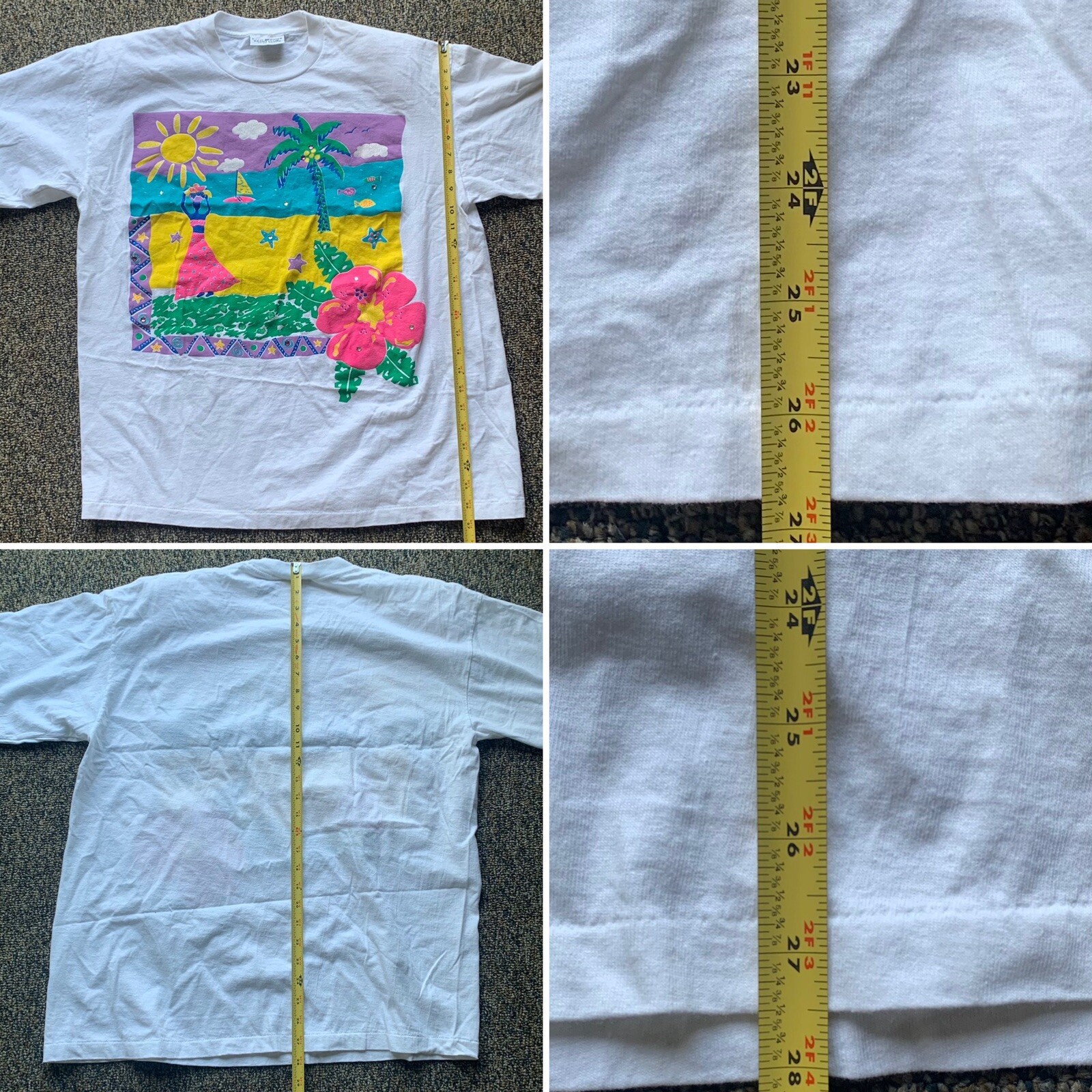 Vintage Palm Springs Yacht Club T Shirt Colorful Tropical Graphic Tee One Size