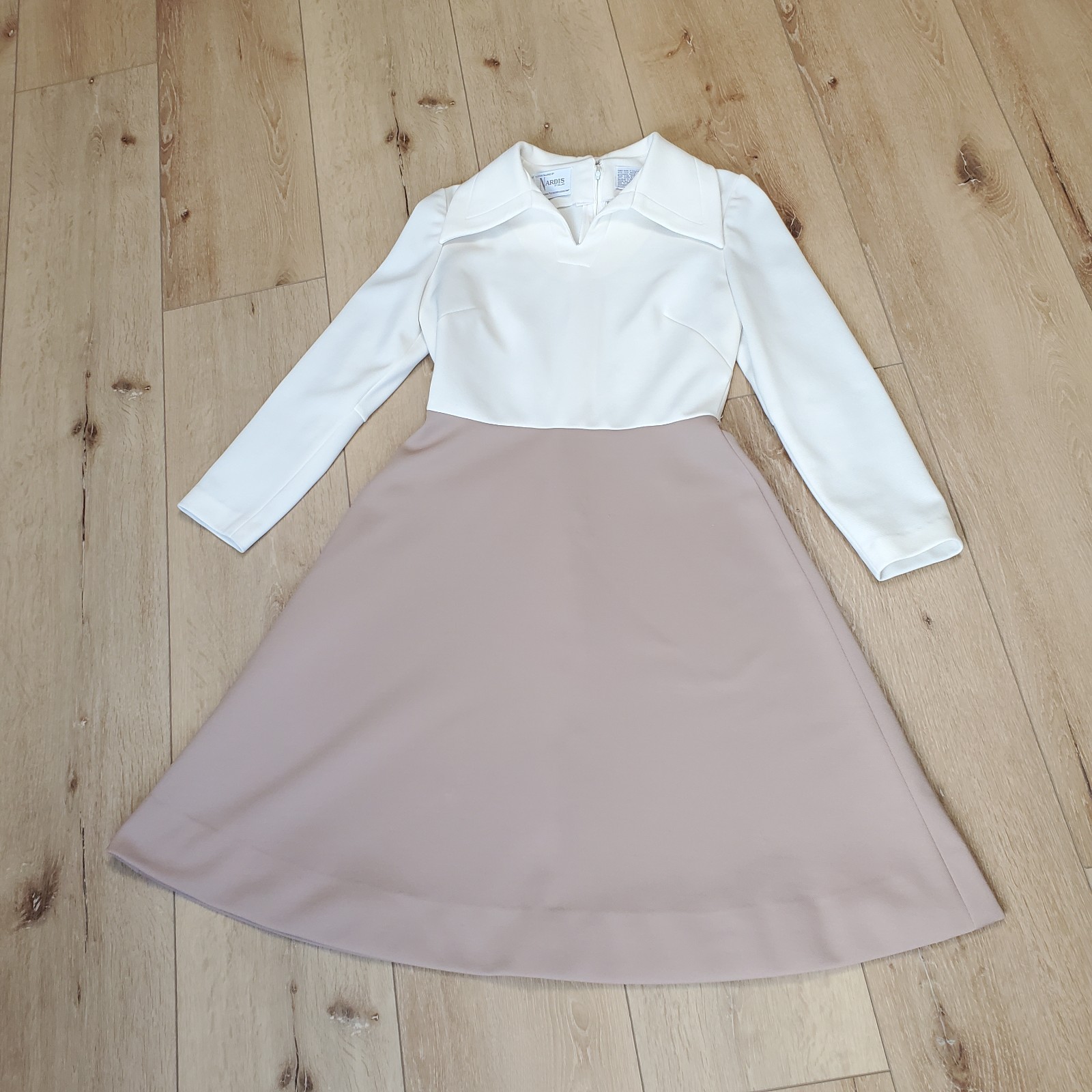 Vintage Dress 60s 70s Nardis of Dallas Double Knit Custom Cream Ivory Size 8/10?