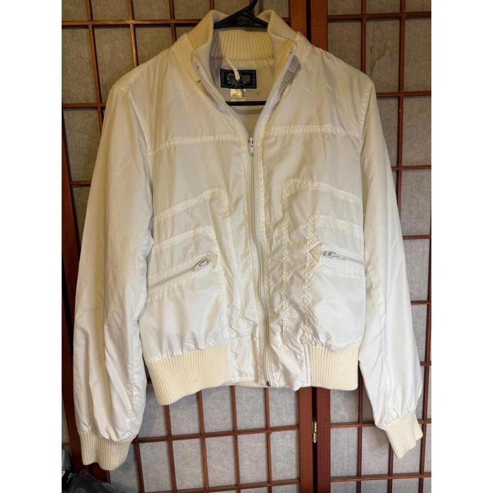 Vintage Miss Me Lightweight White Windbreaker Jacket – Perfect for Spring & Fall