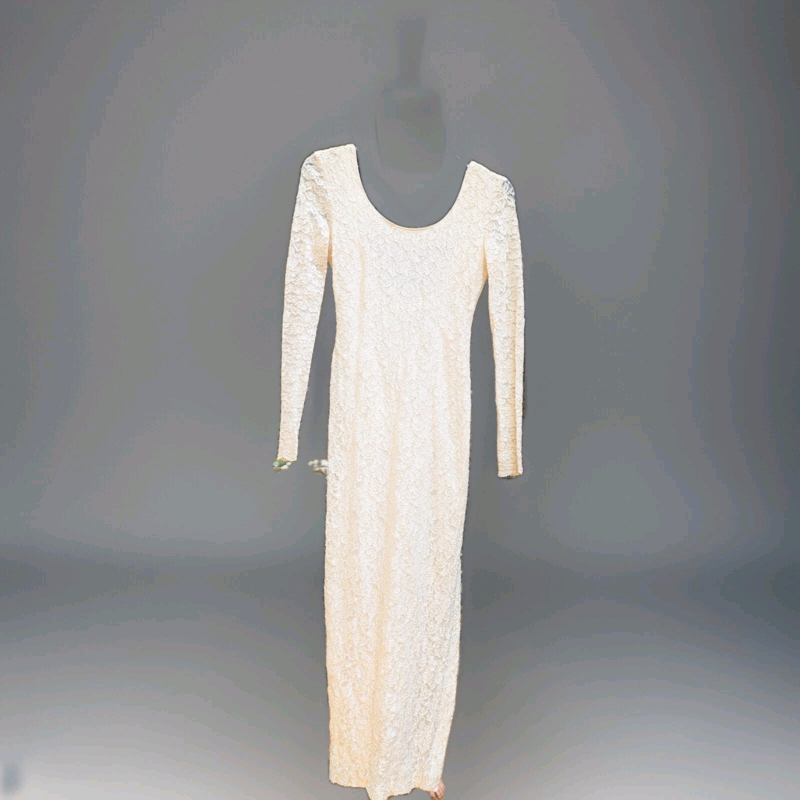 Vintage Maurices lace ivory wedding bridal evening gown formal wear classic Sm