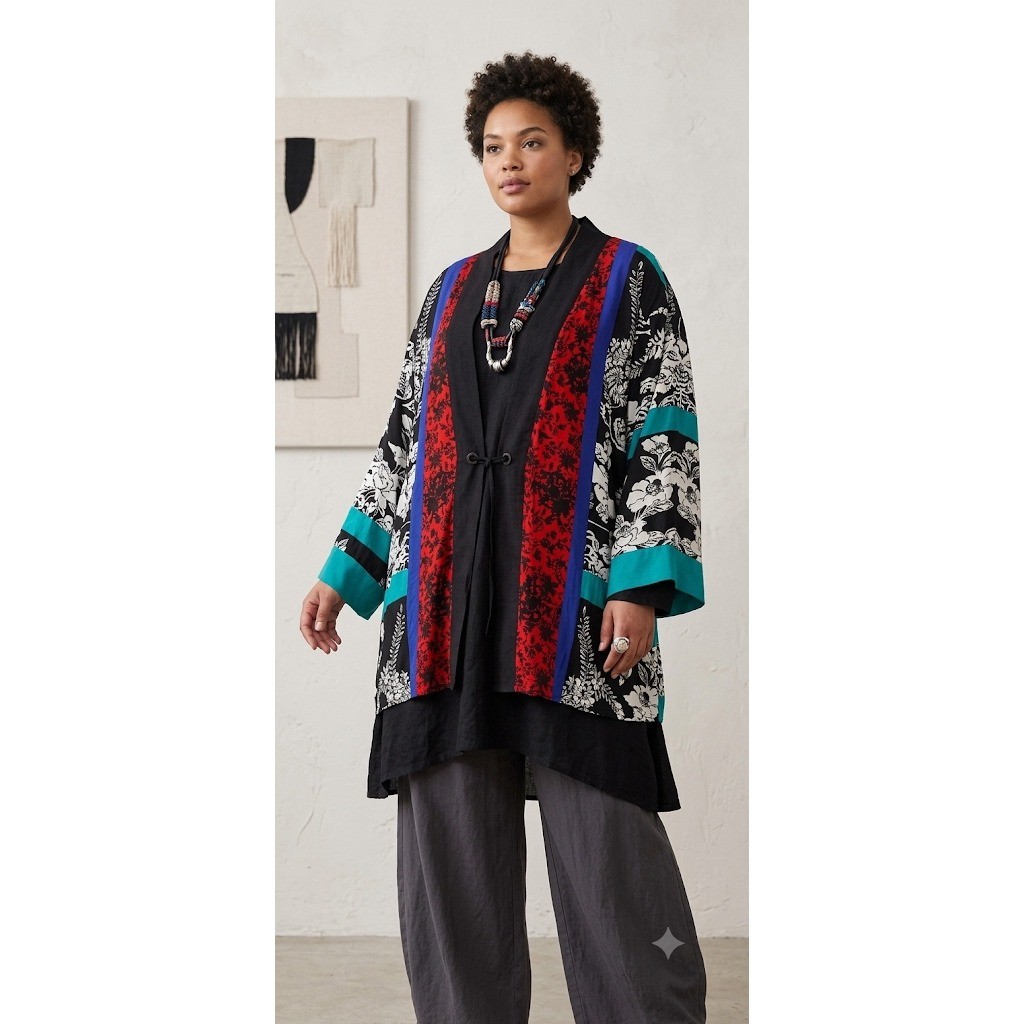 Vintage 90s Sharon Anthony Art To Wear Kimono Cardigan Whimsigoth Floral 4X