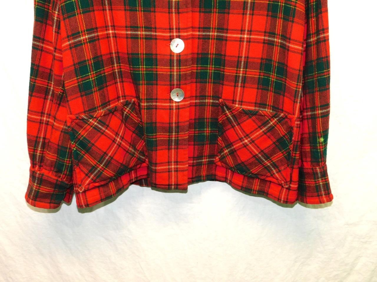 Vintage Pendleton L Woman Red Green Tartan Plaid Wool Shirt Jacket Blazer Button