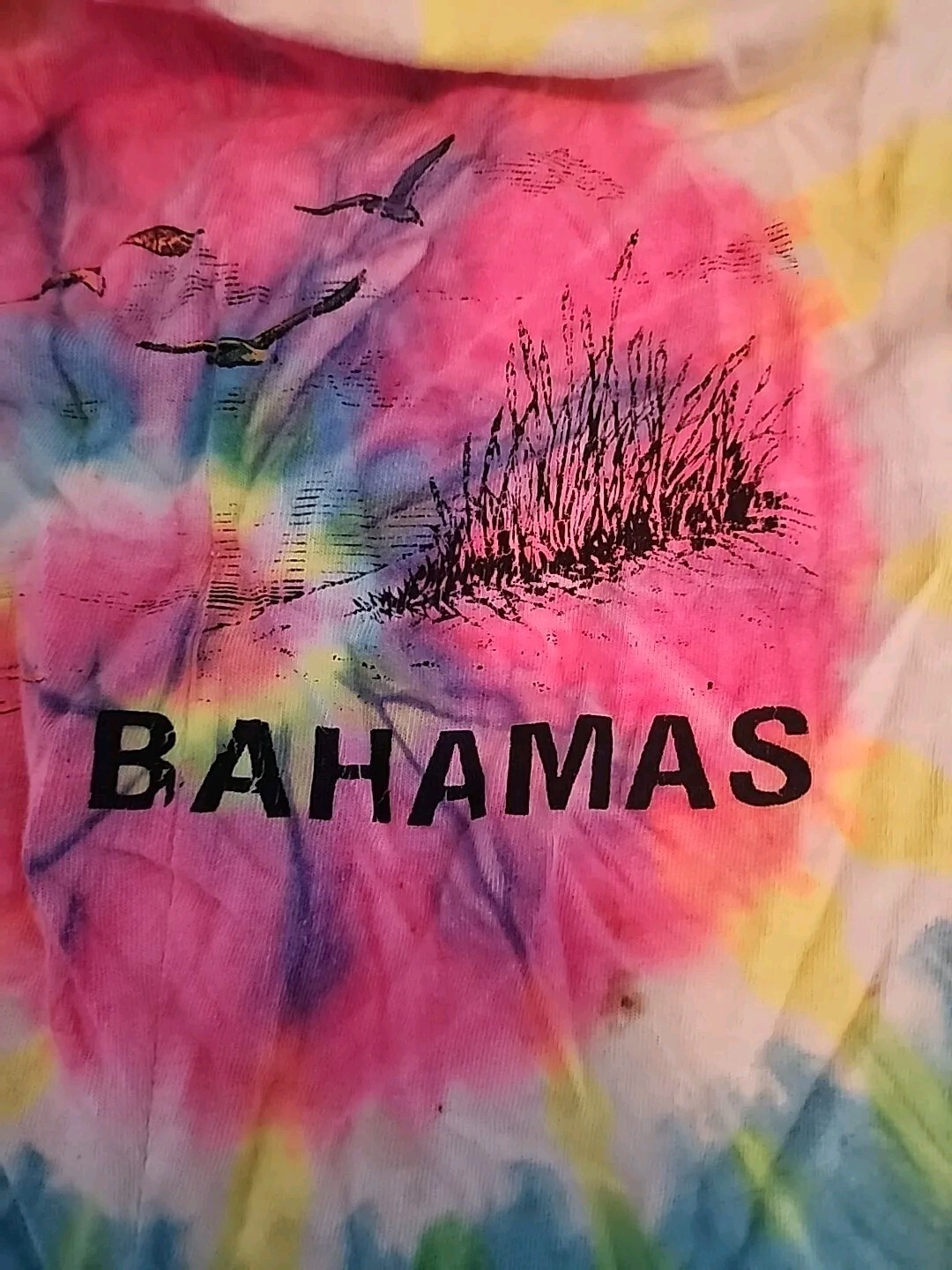 Vtg 90s In Gear Neon Rainbow Tie Dye Swirl Tunic Bahamas Shorts Womens