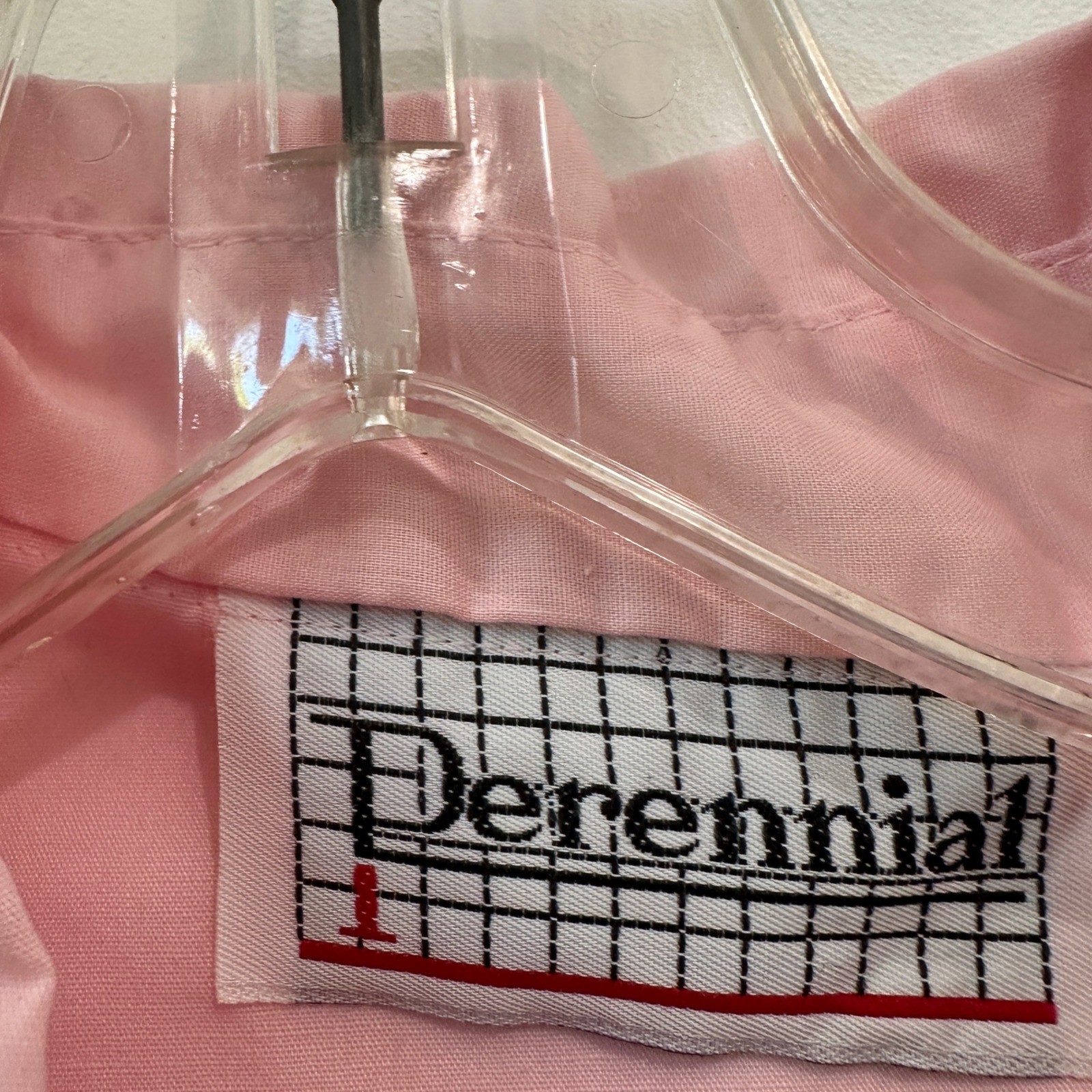 Perennial Blouse Vintage 80s Pink Pleated Tuxedo Front Button Down Top Size L