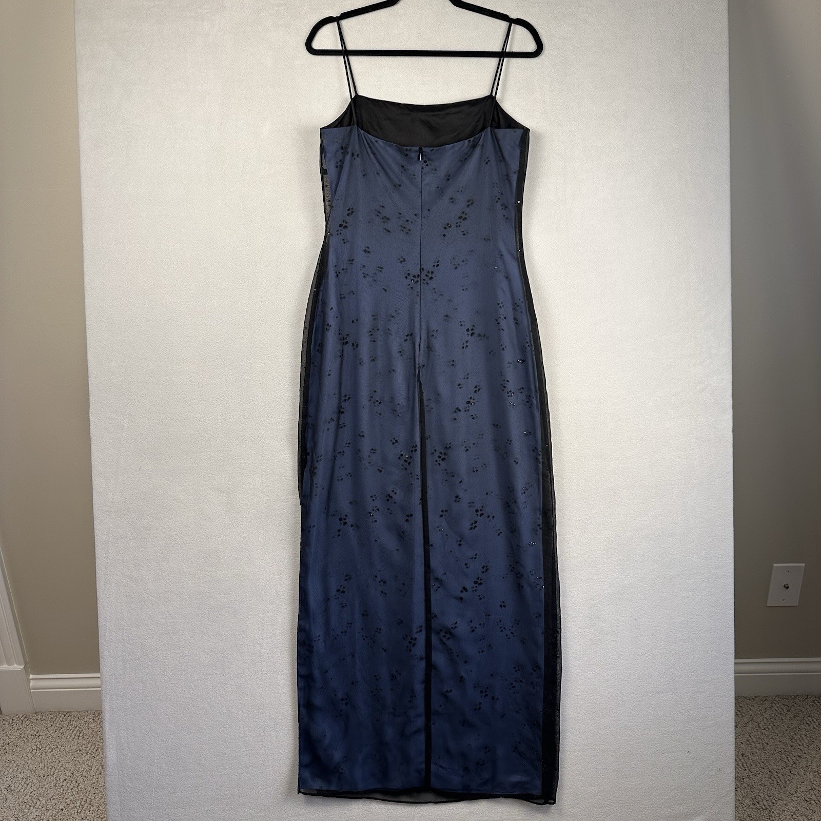 Vtg Arianna By Rachel Kaye Mesh Overlay Dress Sz 10 Blue Blk Sparkle Whimsygoth