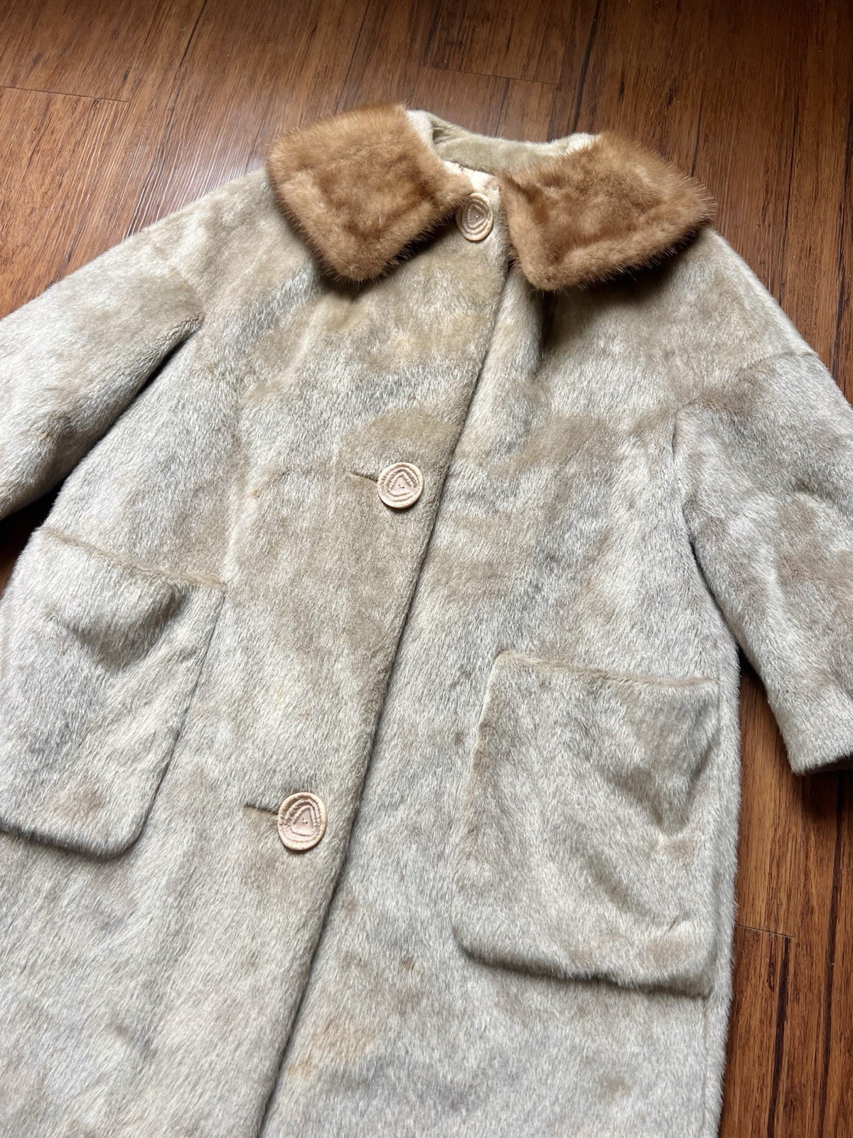 Vintage 60s Brazotta Sportowne Coat Small Womens Blonde Faux Fur Swing Lined