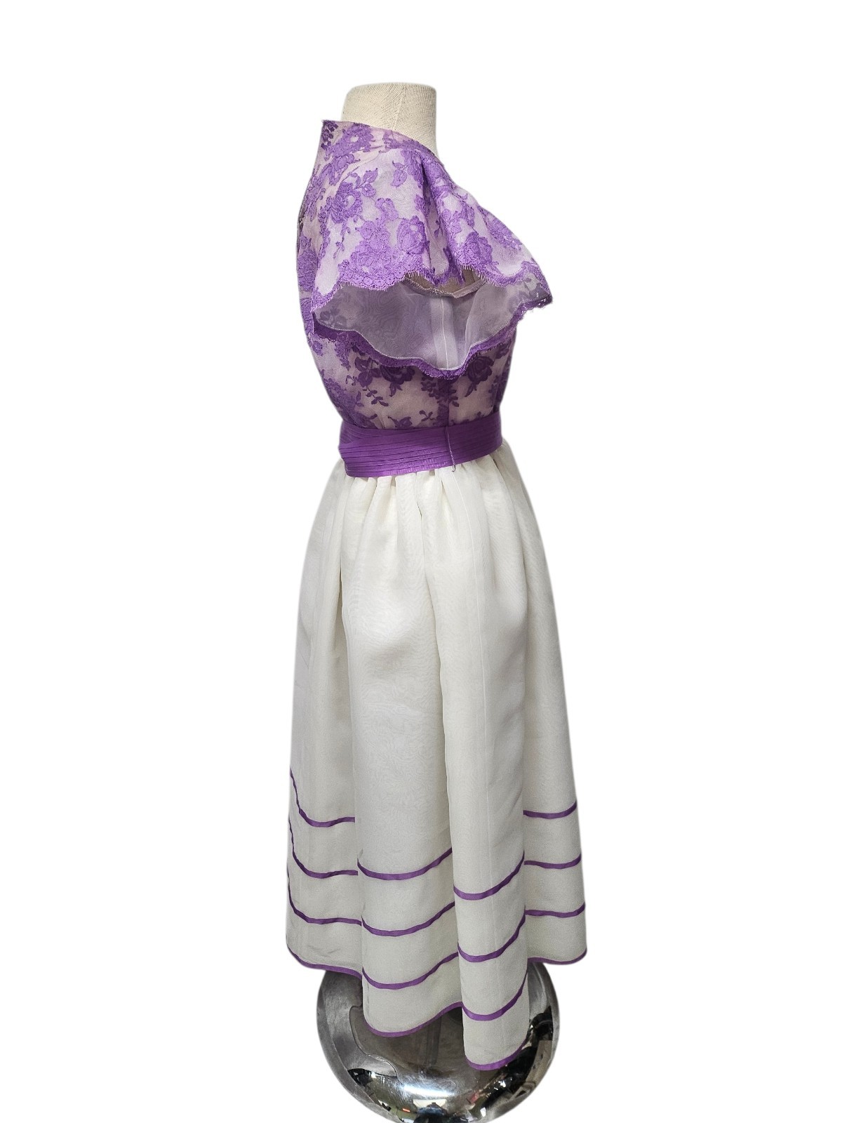 Vintage WILLIAM PEARSON Dress Small Women Fit & Flare Purple Lace Overlay