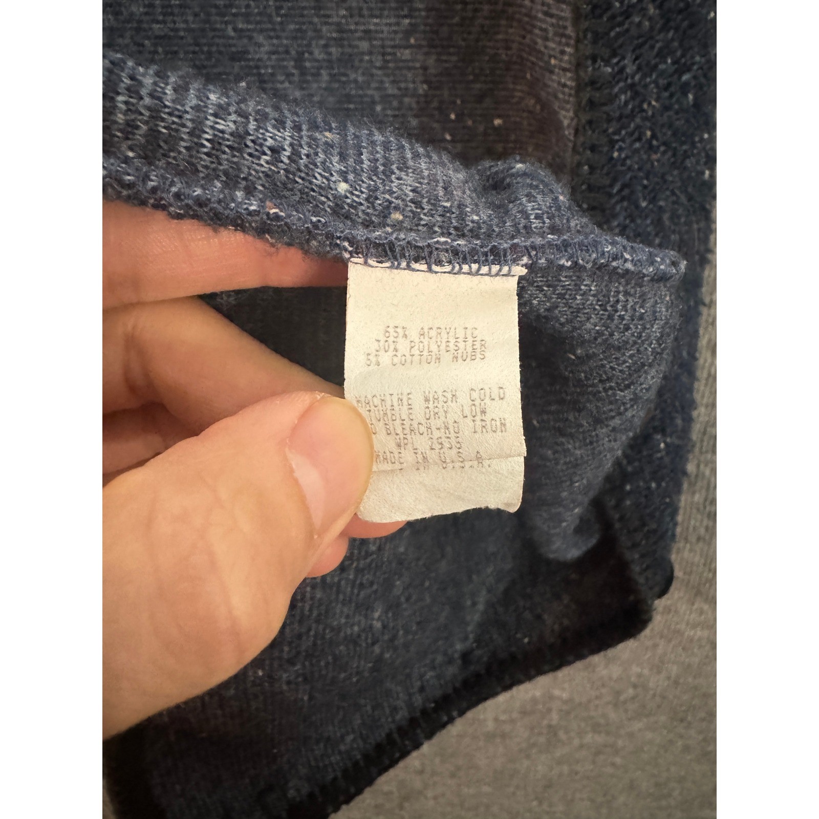 Vintage Alps Womens Knit Vest Navy Blue Speckled Button Front Pockets Large USA