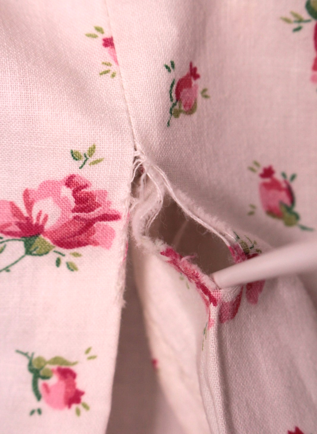 Vtg Women’s 50s White & Red Rose Print Cotton Tea Dress Sz XXS/XS 1950s